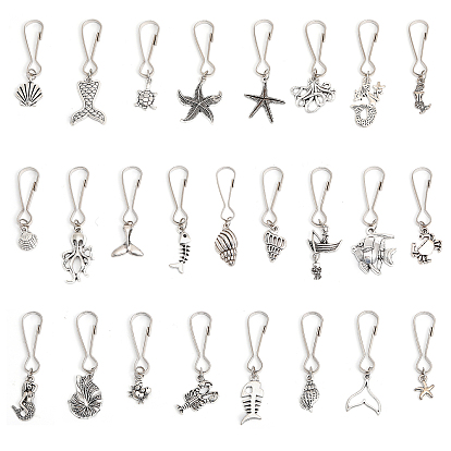 Подвеска из сплава в тибетском стиле на тему океана, с железной застежкой для ключей, форма морского животного/русалки/раковины/морской звезды