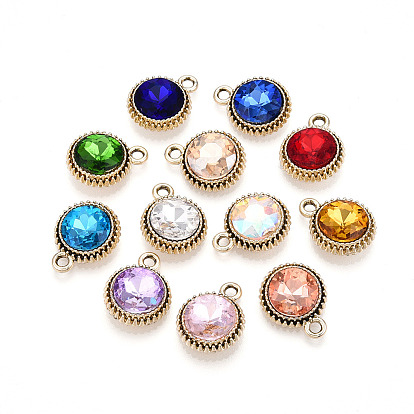 K 5 стеклянные подвески, плоско-круглые, граненые, со сплавочной фурнитурой