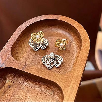 Alloy & Imitation Pearl Stud Earrings, Flower