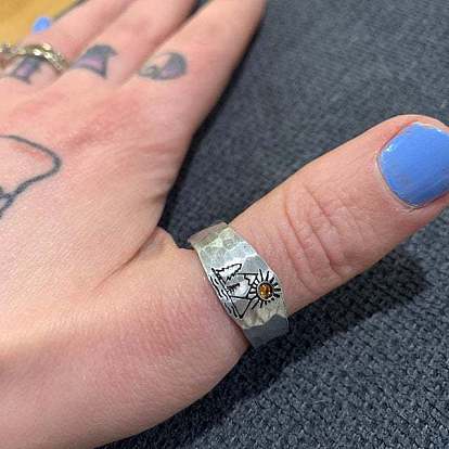 Сплав с манжетными кольцами из стразов, узор солнца и гор