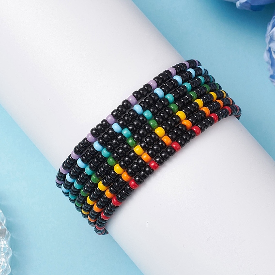 7шт. браслеты из стеклянных бусин для женщин и мужчин, круглые