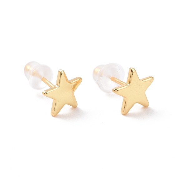 Pendientes de estrella de latón para mujer, sin plomo y cadmio