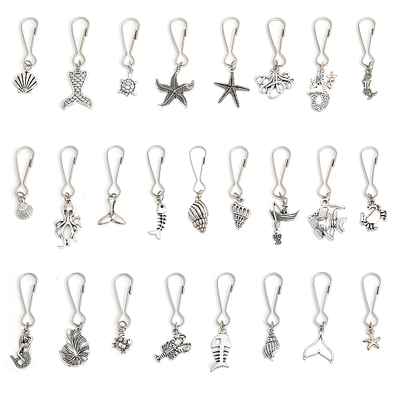 Подвеска из сплава в тибетском стиле на тему океана, с железной застежкой для ключей, форма морского животного/русалки/раковины/морской звезды