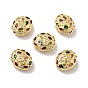 Oval Brass Micro Pave Cubic Zirconia Beads, Cadmium Free & Nickel Free & Lead Free, Real 18K Gold Plated