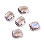Crackle Moonlight Style Glass Rhinestone Cabochons, Pointed Back, Rectangle
