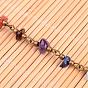Chakra Handmade Gemstone Chip Beaded Brass Chains for Necklaces or Bracelets Making, Unwelded, with Brass Spacer Beads, 39.37 inch, 1m/strand