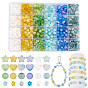 1410 шт. 24 цветные матовые прозрачные акриловые бусины, с золотой фольгой и блестящими бусинами, разнообразные