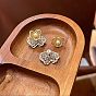 Alloy & Imitation Pearl Stud Earrings, Flower