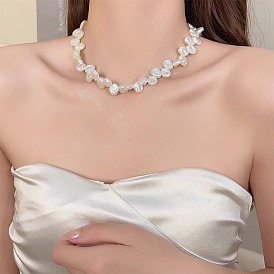 Baroque Pearl Choker Necklace - Luxurious Design, Elegant Lock Chain, Pearl Neck Chain.