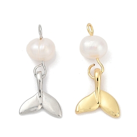 Подвески из натурального пресноводного жемчуга и латуни, рыбы прелести, стойки покрытие, без кадмия и без свинца, долговечный