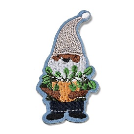 Gnome Horticulturist Appliques, Computerized Embroidery Cloth Iron on/Sew on Patches, Costume Accessories