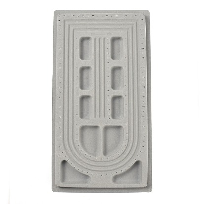 Tablero de diseño de collar de plástico con flocado, Cuentas de bandejas, Rectángulo, 10.63x19.29x0.79 pulgada