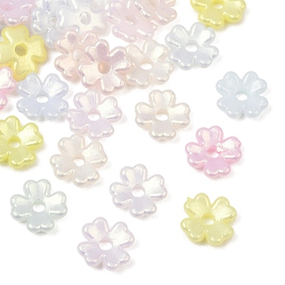 Opaque Acrylic Beads, Golden Sheen, Flower