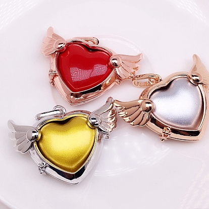 Brass Bead Cage Pendants, for Chime Ball Pendant Necklaces Making, Hollow, Heart with Wing Charm
