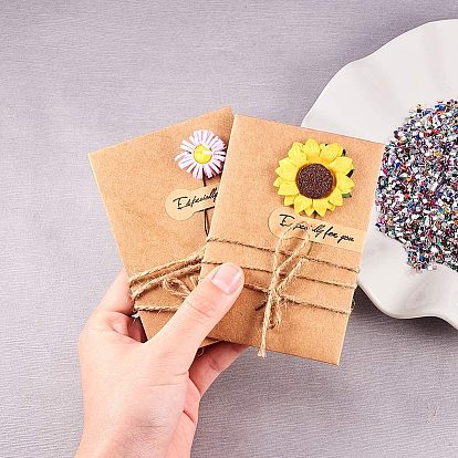 Kraft Paper Greeting Cards and Kraft Paper Envelopes Sets, Flower Theme