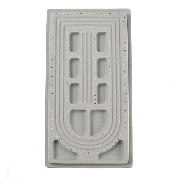 Tablero de diseño de collar de plástico con flocado, Cuentas de bandejas, Rectángulo, 10.63x19.29x0.79 pulgada