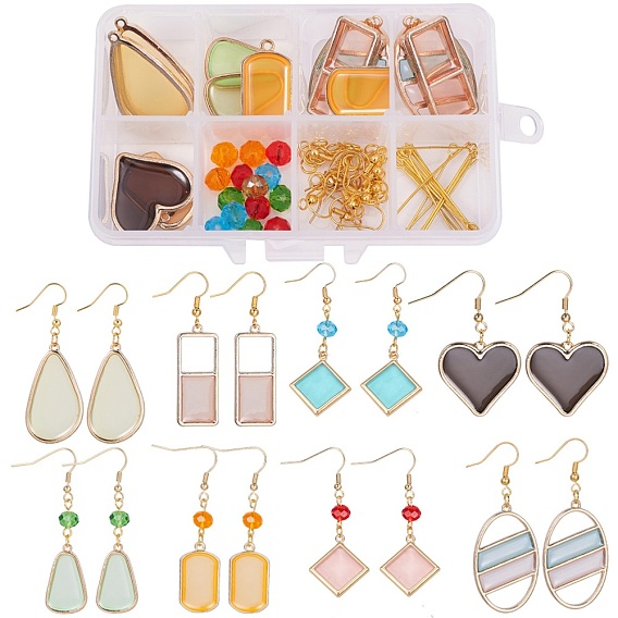 DIY Earring Making, with Epoxy Resin Pendants, Alloy Findings, Brass Earring Hooks, Handmade Glass Beads