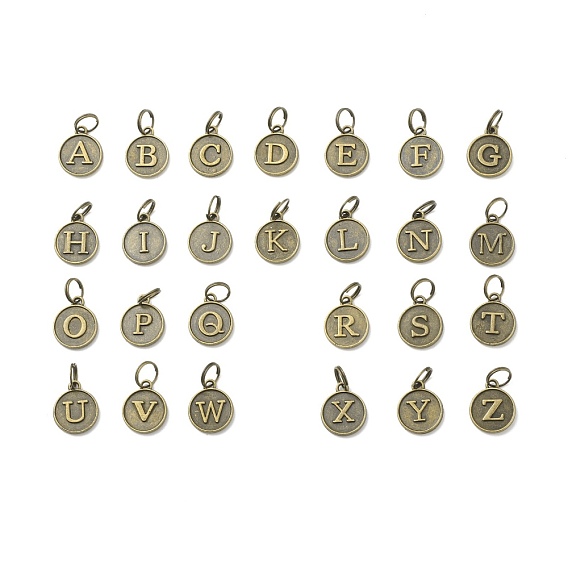 Alloy Pendants, with Brass Split Rings, Antique Bronze, Flat Round