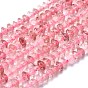 Natural Strawberry Quartz Beads Strands, Faceted, Bicone