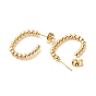 304 Stainless Steel Oval Stud Earrings, Half Hoop Earrings for Women