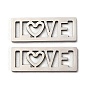 201 Stainless Steel Cabochons, Laser Cut, Rectangle with Word LOVE