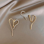 Crystal Rhinestone Heart Earrings, Alloy Wire Wrap Jewelry for Women