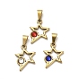 304 подвески из нержавеющей стали, со стразами, звезда, ионное покрытие (ip), золотые