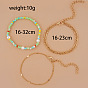 Elastic Beaded Bracelet Set with Fine Chains and Pearls (3 Pieces) for Women