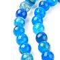 Natural Crackle Agate Bead Strands, Round, Grade A, Faceted, Dyed & Heated