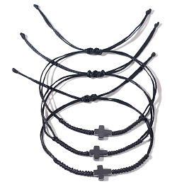 3комплект регулируемых браслетов с крестообразным плетением из искусственного камня и искусственных камней