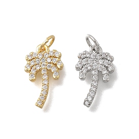 Латунные микропаве прозрачные подвески с фианитом, кокосовая пальма, без кадмия и без свинца, стойки покрытие, долговечный