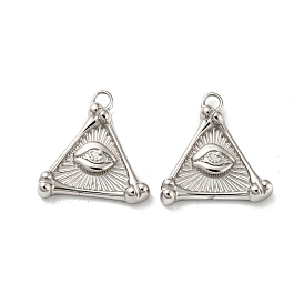 304 Stainless Steel Pendants, Triangle with Eye Charms