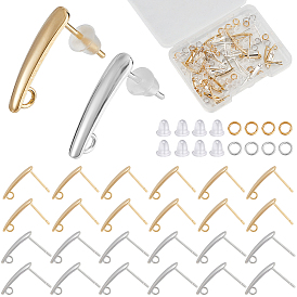 40шт. 2 цвета каплевидные латунные серьги-гвоздики фурнитура, с вертикальными петлями и 40открытыми соединительными кольцами и 50пластиковыми ушными гайками