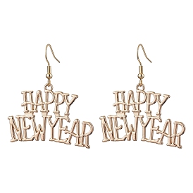 Word Happy New Year Alloy Dangle Earrings for Women