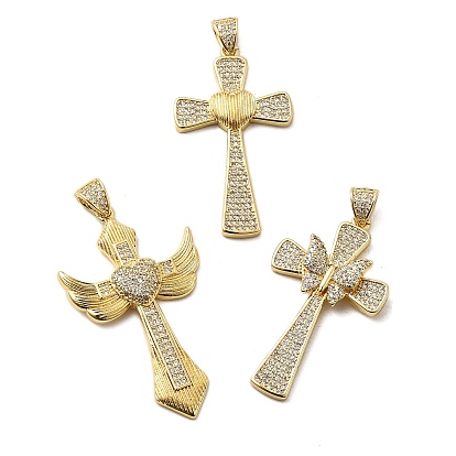 Латунные микро проложить кубического циркония подвески, крестик, стойки покрытие, долговечный, без свинца и без кадмия