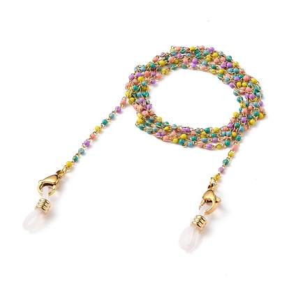 Eyeglasses Chains, Neck Strap for Eyeglasses, with 304 Stainless Steel Enamel Twisted Chains and Rubber Loop Ends, Golden