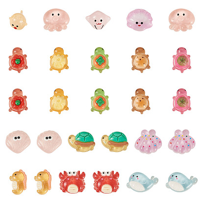 45 шт. 3 стили светящиеся прозрачные смоляные украшения в виде морских организмов, для украшения рабочего стола домашнего офиса, светится в темноте, разнообразные