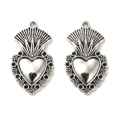 Tibetan Style Alloy Pendants Rhinestone Setting, Cadmium Free & Lead Free, Heart