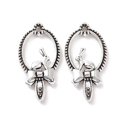 Сплавочные подвески тибетского стиля, кролик с бантом