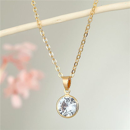 Minimalist Personalized Ladies Round Diamond Necklace Fashion Pendant Clavicle Chain