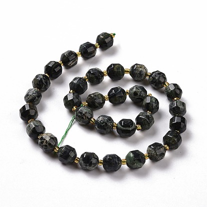 Natural Kambaba Jasper Beads Strands, with Seed Beads, Faceted Bicone Barrel Drum