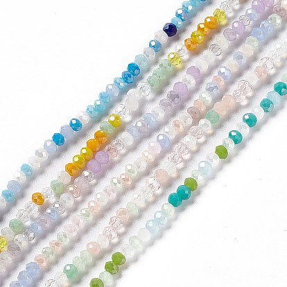 Стеклянные бусины с гальваническим покрытием , с покрытием AB цвета, граненые, счеты