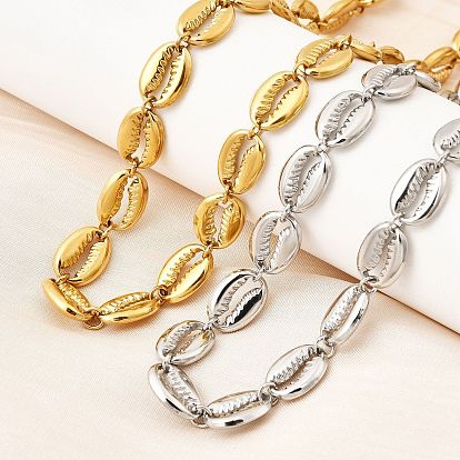 Пляжный морской пейзаж 304 цепочки из нержавеющей стали в форме ракушки для женщин