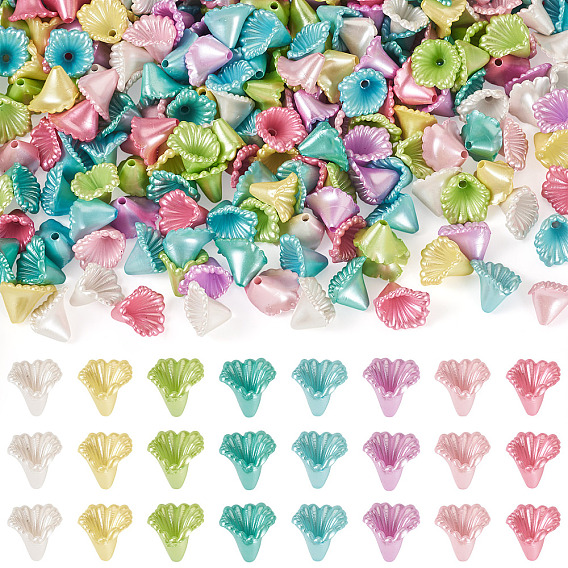300 шт. непрозрачные акриловые бусины с имитацией жемчуга, труба цветок