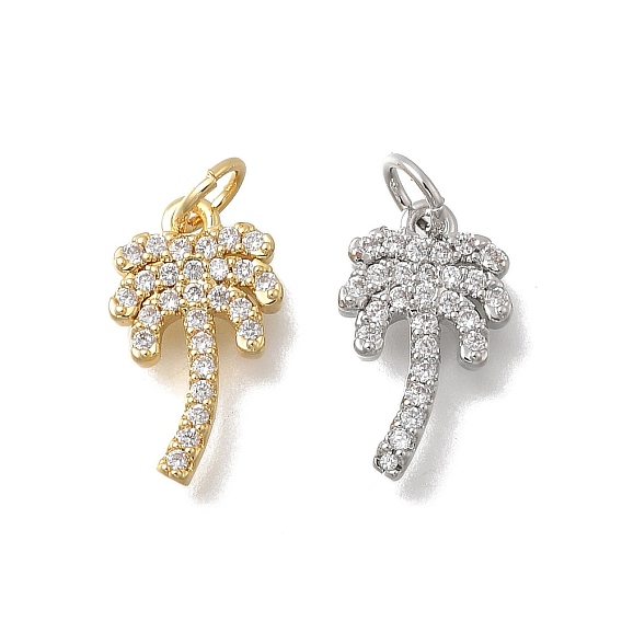 Латунные микропаве прозрачные подвески с фианитом, кокосовая пальма, без кадмия и без свинца, стойки покрытие, долговечный