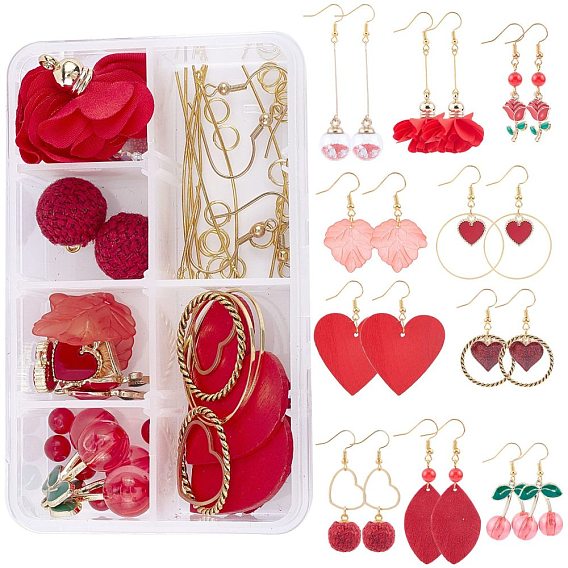 DIY Dangle Earring Making Kits, with Alloy Pendants, Sheepskin Leather Pendants, Glass Globe Pendants, Acrylic Pendants, Wood Pendants, Brass Earring Hooks