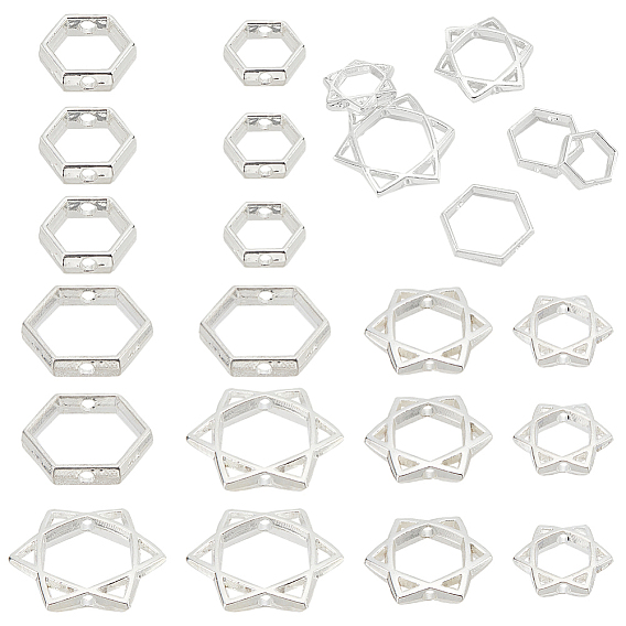 24шт 6 стиль долговечная покрытая сплавом рамка для бусины, для евреев, шестиугольник и звезда давида