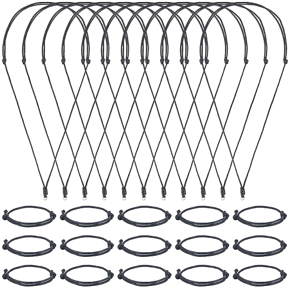 40Pcs 2 Styles Adjustable Waxed Cord Pendant Necklace & Bracelet Makings