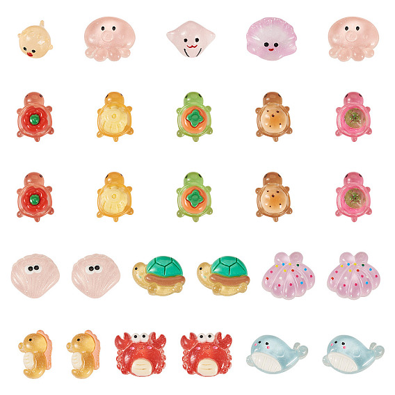 45 шт. 3 стили светящиеся прозрачные смоляные украшения в виде морских организмов, для украшения рабочего стола домашнего офиса, светится в темноте, разнообразные