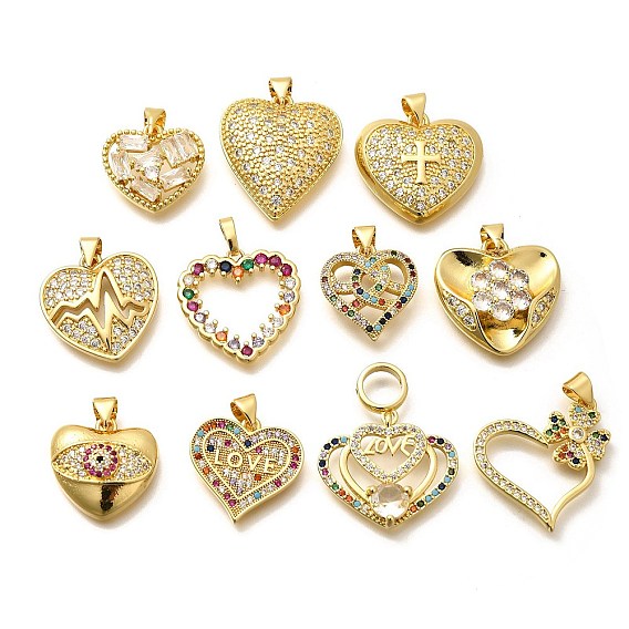 Стойка металлическая латунная микропрофилированная кубическая циркония подвески, долговечный, без свинца и без кадмия, сердце прелести